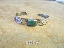Early Fred Harvey Navajo Argent Sterling Turquoise Applied Thunderbird Bracelet