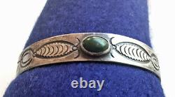 Early Navajo Lingot Sterling Silver Turquoise Bracelet Vintage Old Fred Harvey