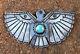 Énorme 4,25 Fred Harvey Navajo Thunderbird Blue Gem Turquoise Silver Pin