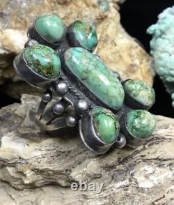 Énorme! Fred Harvey Era Sterling Silver & Carico Lake Turquoise Ring Des Années 1930, 26,5 G