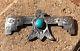 Énorme Vieux Fred Harvey Navajo Thunderbird Morenci Broche Turquoise En Argent Massif