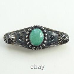 Époque vintage Fred Harvey Navajo Turquoise Pin Brooch Satellite Raindrops Stamped