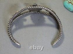 Ère Fred Harvey Bracelet en argent de CERRILLOS AZURITE NAVAJO Thunderbird naturel