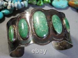 Ère Fred Harvey - Bracelet en argent sterling avec pierre précieuse du désert NAVAJO CERRILLOS TURQUOISE