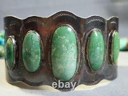 Ère Fred Harvey - Bracelet en argent sterling avec pierre précieuse du désert NAVAJO CERRILLOS TURQUOISE