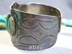 Ère Fred Harvey - Bracelet en argent sterling avec pierre précieuse du désert NAVAJO CERRILLOS TURQUOISE