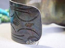 Ère Fred Harvey - Bracelet en argent sterling avec pierre précieuse du désert NAVAJO CERRILLOS TURQUOISE