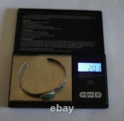 Ère Fred Harvey NAVAJO Turquoise Vert Argent Sterling Bracelet Chien Cheval Chèvre 20,1g