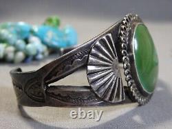 Ère Fred Harvey NAVAJO Turquoise naturelle CERRILLOS en argent de monnaie Bracelet MANCHETTE 40g