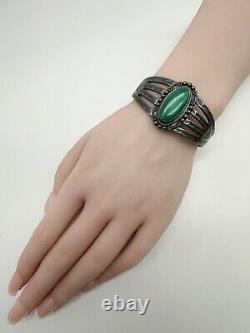 Ère Fred Harvey Navajo Bracelet Manchette en Argent Sterling Turquoise 28,7g #rdo