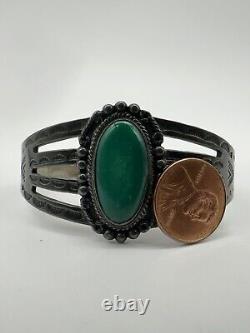 Ère Fred Harvey Navajo Bracelet Manchette en Argent Sterling Turquoise 28,7g #rdo