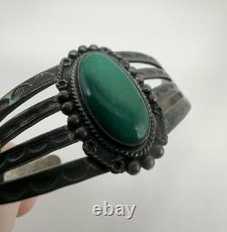 Ère Fred Harvey Navajo Bracelet Manchette en Argent Sterling Turquoise 28,7g #rdo