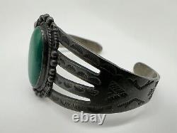 Ère Fred Harvey Navajo Bracelet Manchette en Argent Sterling Turquoise 28,7g #rdo