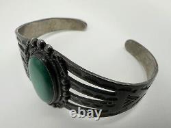 Ère Fred Harvey Navajo Bracelet Manchette en Argent Sterling Turquoise 28,7g #rdo