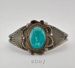 Ère Fred Harvey Navajo bracelet manchette en argent sterling avec turquoise de Cerrillos