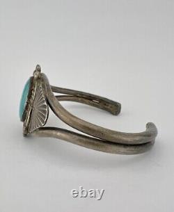 Ère Fred Harvey Navajo bracelet manchette en argent sterling avec turquoise de Cerrillos