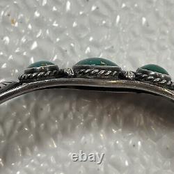 Ère Fred Harvey Vintage Bracelet Manchette en Argent Sterling Turquoise Verte 5.25 27.9gr