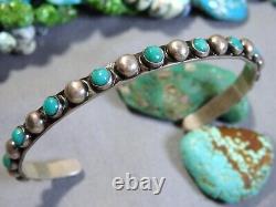 Ère Fred Harvey ZUNI Nevada TURQUOISE Bracelet en argent de monnaie aux yeux de serpent et aux nombreux yeux