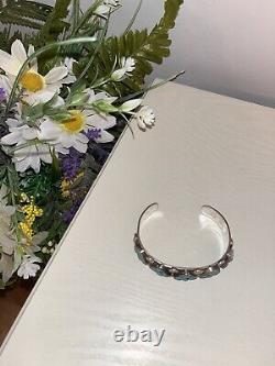 Ère Fred Harvey Zuni Inlay Turquoise Diamonds & Flowers Bracelet Belle pièce