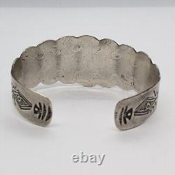 Ère de Fred Harvey Bracelet en argent sterling Navajo Cerillos Turquoise Row 6.75