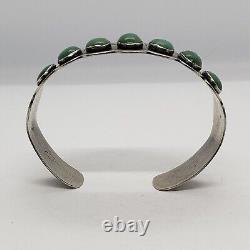 Ère de Fred Harvey Bracelet en argent sterling Navajo Cerillos Turquoise Row 6.75