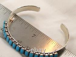 Estate Sterling Argent Turquoise Bangle Bracelet Native American Fred Harvey Era
