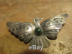 Extra Fine Vieux Fred Harvey Era Navajo Argent Sterling Turquoise Thunderbird Pin