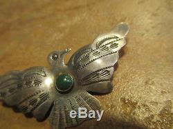 Extra Fine Vieux Fred Harvey Era Navajo Argent Sterling Turquoise Thunderbird Pin