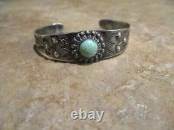 Extra Nice Vieux Fred Harvey Era Navajo Sterling Argent Turquoise Concho Bracelet