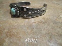 Extra Nice Vieux Fred Harvey Era Navajo Sterling Argent Turquoise Concho Bracelet