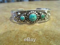 Fine Old Fred Harvey Era Navajo Argent Turquoise Arrowhead Bracelet