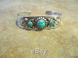 Fine Old Fred Harvey Era Navajo Argent Turquoise Arrowhead Bracelet