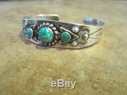 Fine Old Fred Harvey Era Navajo Argent Turquoise Arrowhead Bracelet