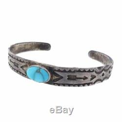 Fred 30s Harvey Navajo Navajo Turquoise Vintage Bracelet Argent