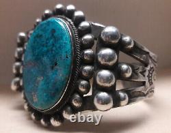 Fred Harvey Blue Pyrite Turquoise Sterling Silver Bracelet Manchette 63 Grammes