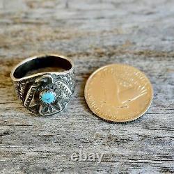 Fred Harvey Cigar Band Taille 8.5 Bague Thunderbird Coin Argent Hommes Old Gage