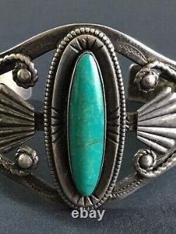 Fred Harvey Era Bell Trading Post Sterling Silver Turquoise Cuff Bracelet