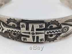 Fred Harvey Era Bracelet Manchette En Argent Navajo 900