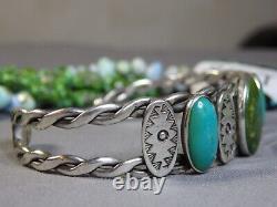 Fred Harvey Era Hachita Turquoise Lingot De Monnaie Silver Cuff Bracelet