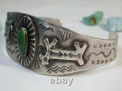 Fred Harvey Era Hopi Natural Cerrillos Turquouise Sterling Silver Horse Cuff
