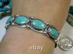 Fred Harvey Era Hopi Natural Crow Springs Turquoise Sterling Silver Manchette Maisels