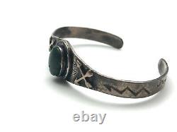 Fred Harvey Era Horseshoe Arrows Turquoise Sterling Silver Stamped Cuff Bracelet