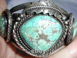 Fred Harvey Era- Lourd Sterling Vieux Turquoise Main Tooled Cuff