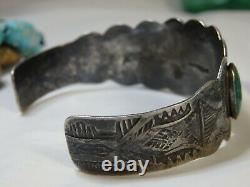 Fred Harvey Era Native American Natural Cerrillos Turquoise Sterling Silver Cuff