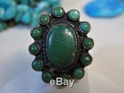 Fred Harvey Era Native American Natural Nevada Turquoise Argent 90% Ag Ring S6