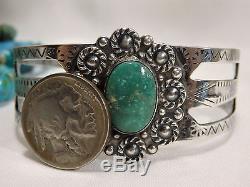 Fred Harvey Era Native American Naturel Nevada Turquoise Sterling Argent Cuff