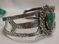 Fred Harvey Era Native American Naturel Nevada Turquoise Sterling Argent Cuff