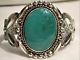 Fred Harvey Era Navajo Bell Commerce Naturel Nevada Turquoise Sterling Argent Cuff