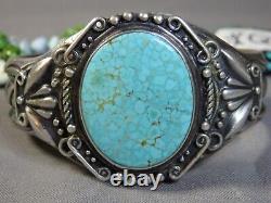 Fred Harvey Era Navajo Grdaaa #8 Turquoise Sterling Argent 85g Cuff Bracelet