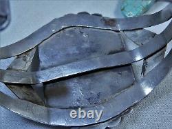Fred Harvey Era Navajo Petrfied Wood Stampd Coin Silver 49gm Cuff 2wide Face